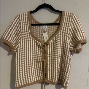 Francesca's Collections Beige Knit Cardigan